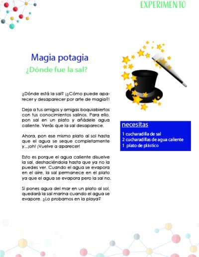 Experimento Magia potagia, del Cuaderno del Científico del Instituto Aragonés de Ciencias de la Salud