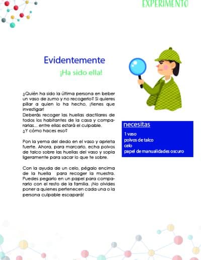 Experimento Evidentemente ha sido ella, del Cuaderno del Científico del Instituto Aragonés de Ciencias de la Salud